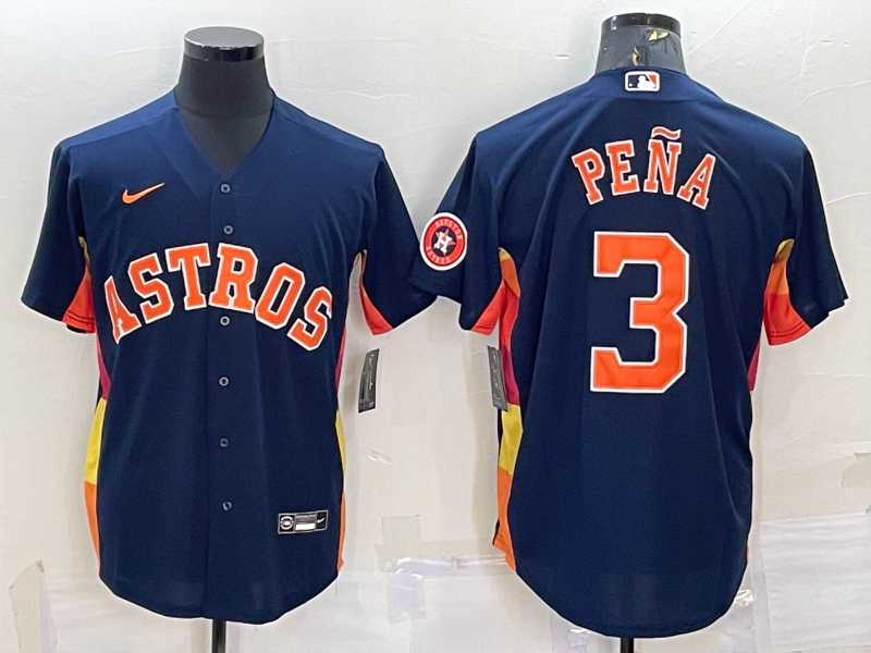 Men%27s Houston Astros #3 Jeremy Pena Navy Blue With Patch Stitched MLB Cool Base Nike Jersey->houston astros->MLB Jersey